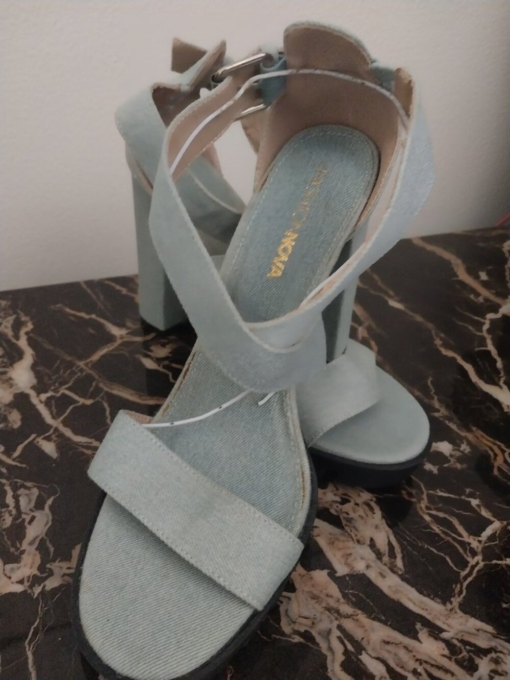 Fashion Nova Denim Sandals Heels